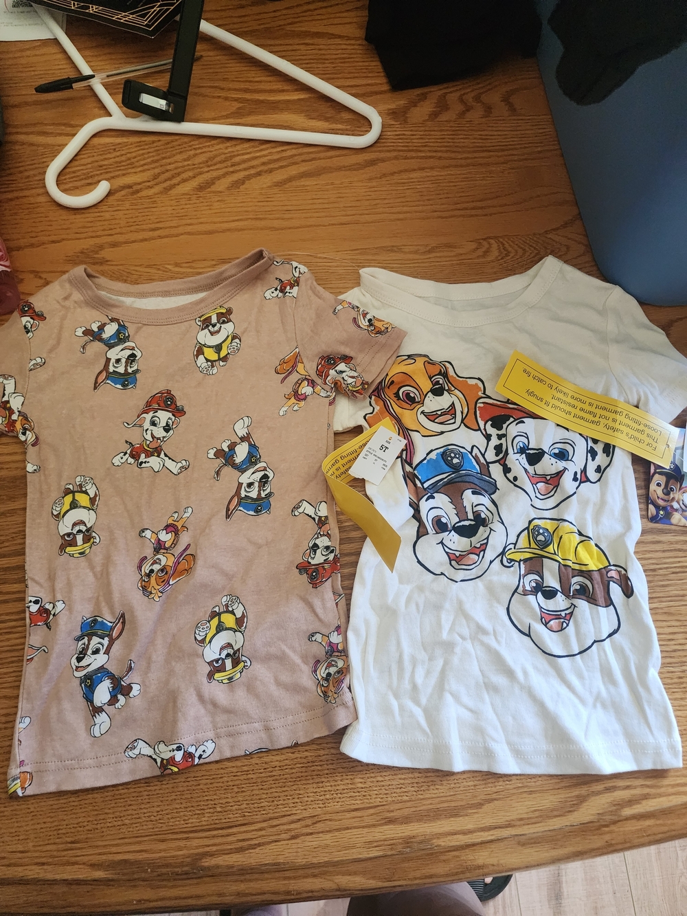 Paw Patrol Kids' Short Sleeve Tops - White & Light Brown